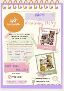 Zápis do Kreatívnej škôlky | Súkromná materská škola "Kreatívna škôlka"